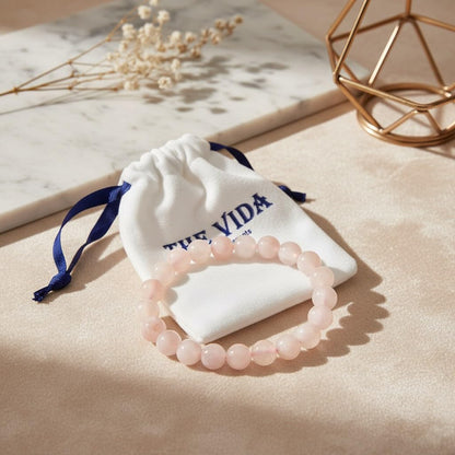 The Vida Handmade AAA+ Quality Crystal Stretch Elastic Bracelet - Nature Gemstone - Jewelry Gift - Holiday Gift - For Women & Men (Flower Agate)