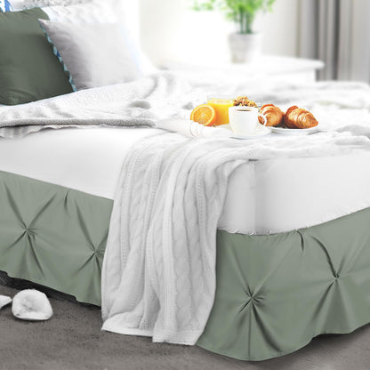 Nestl Sage Green Bed Skirt Queen Size, Pinch Pleat Queen Bed Skirt, 14" Inch Drop Queen Bedskirt, Hotel Quality Sage Green Bed Skirts, Microfiber Bedskirt for Queen Bed, Sage Green Queen Bed Skirt