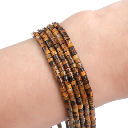BEADIA Natural Yellow Tiger Eye Spacer Beads Caps Flat Round Loose Beads for Beading Jewelry Making 3mmx2mm 38cm