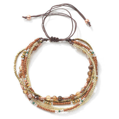 JOYA GIFT Handmade Adjustable Wrap Bracelet Bohemian String Braided Beads Anklets Gifts for Women