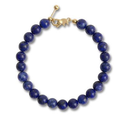BANANE LAB Lapis Lazuli Bracelet | DIY Customizable Design | Natural 8mm Royal Blue Gemstone Beads on 14k Gold Plated Chain | Adjustable Third Eye Wisdom & Truth Jewelry Gift for Women