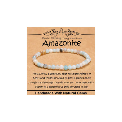 CHCCOYE 4mm Natural Healing Gemstone Bracelet Handmade Yoga Stretch Elastic Bracelet Stress Relief Crystal Jewelry for Men and Women (4mm, Mulitcolor Amazonite)