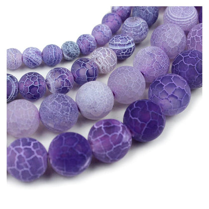 10mm Natural Purple Frosted Agate Gemstone Round Loose Beads Crystal Stone Bracelet Necklace Accessories Crafts for Jewelry Making DIY,1 Strand 15"