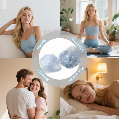 2PCS Natural Raw Stone Healing Crystals Bulk, Gemstones for Reiki, Meditation, Home Decor, Garden Fountain Rocks (Blue Celestite)