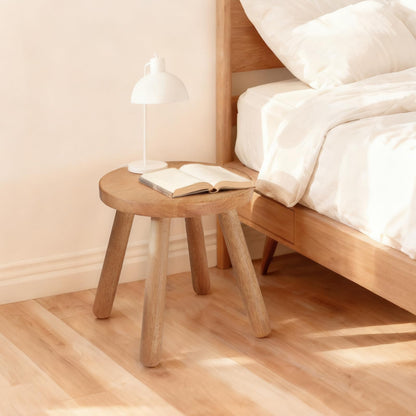 JUJIAFU 11.8" H Round Solid Wooden Stool Wood Plant Stand Woden Decorative Stool Garden Stool Portable Stand for Kitchen Bathroom Living Room Bedroom