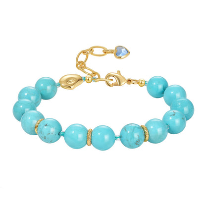 KissYan Beaded Bracelets for Women, Colorful Natural Stone Boho Bead Bracelet for Beach, Handmade Gemstone Summer Jewelry Gifts (Turquoise)