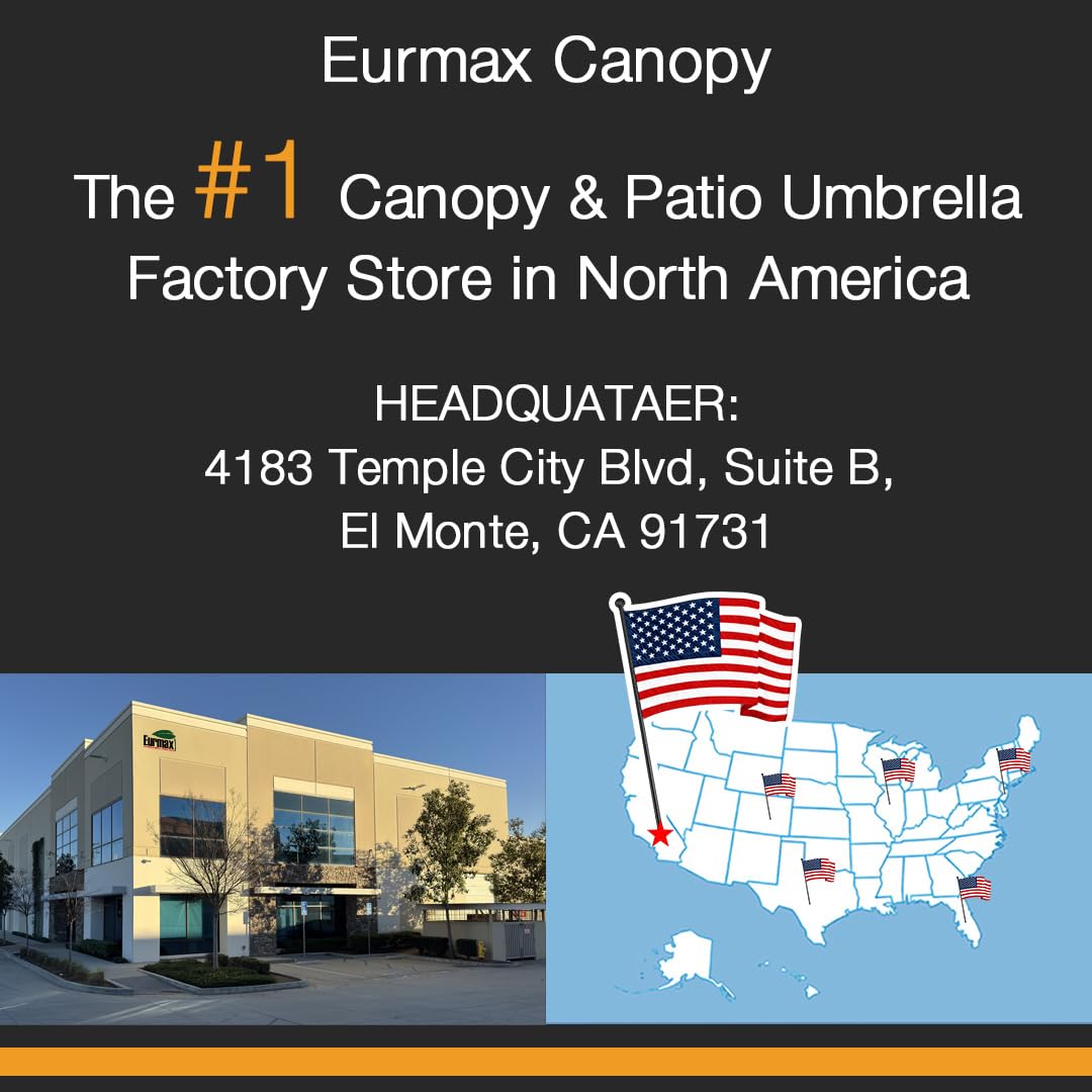 Eurmax USA 10ft Pop Up Canopy Awning,120"x36"Extended Sunshade Tarp with 30 SqFt Extra Shade,Commercial Grade Removable Replacement Tent Awning ONLY Fits 10x10 Canopy Tent with Square Leg,Black