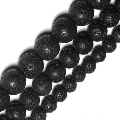 Yochus 60pcs Volcanic Rock/Black Lava Rock Beads，6mm Healing Power Natural Stone Round Loose Beads for Jewelry Making Earring Necklace DIY Crafts