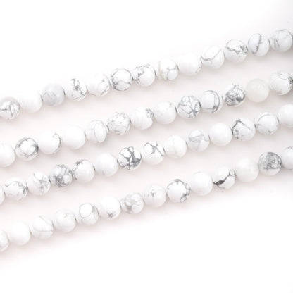 8mm 45pcs DIY Natural White Howlite Stone Beads Round Healing Crystal Gemstone Loose Beads for Jewelry Making Handmade Bracelet Necklace