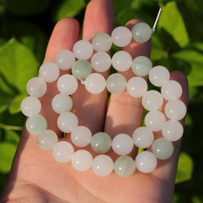 35pcs 10mm Natural Gemstone Beads for Jewelry Making Supplies,White Jade Healing Crystal Polished Round Loose Stone Beads for Bracelet Necklace 15 Inch