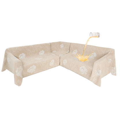 SYJOVIA 1OO% Waterproof Sectional Couch Covers for Dogs L Shaped Corner Sofa Cover Washable Chenille Sofa Slipcovers Blanket Modern Jacquard Pet Furniture Protector (91"x252", Beige Flower)