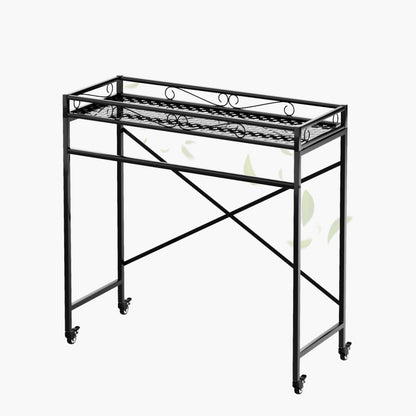 Zhongma 1 Tier Window Height Sturdy Metal Plant Stand with Wheels, 40.5x16x40.4 in High, Heavy Duty Succulent Shelf for Home Indoor and Outdoor, 220 LBS Capacity & Heavy Duty Construction
