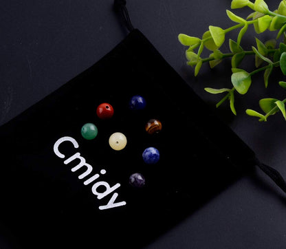 Cmidy 7 Chakra Natural Stone Beads 100pcs 10mm Round Genuine Real Stone Beading Loose Gemstone Mixed DIY Smooth Beads for Bracelet Necklace Earrings Jewelry Making