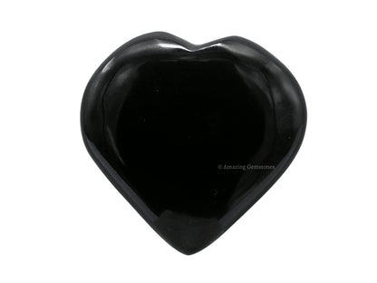 Amazing Gemstone Black Obsidian Crystal Heart Palm Stone - Pocket Massage Worry Stone for Natural Body Chakra Balancing, Reiki Healing and Crystal Grid