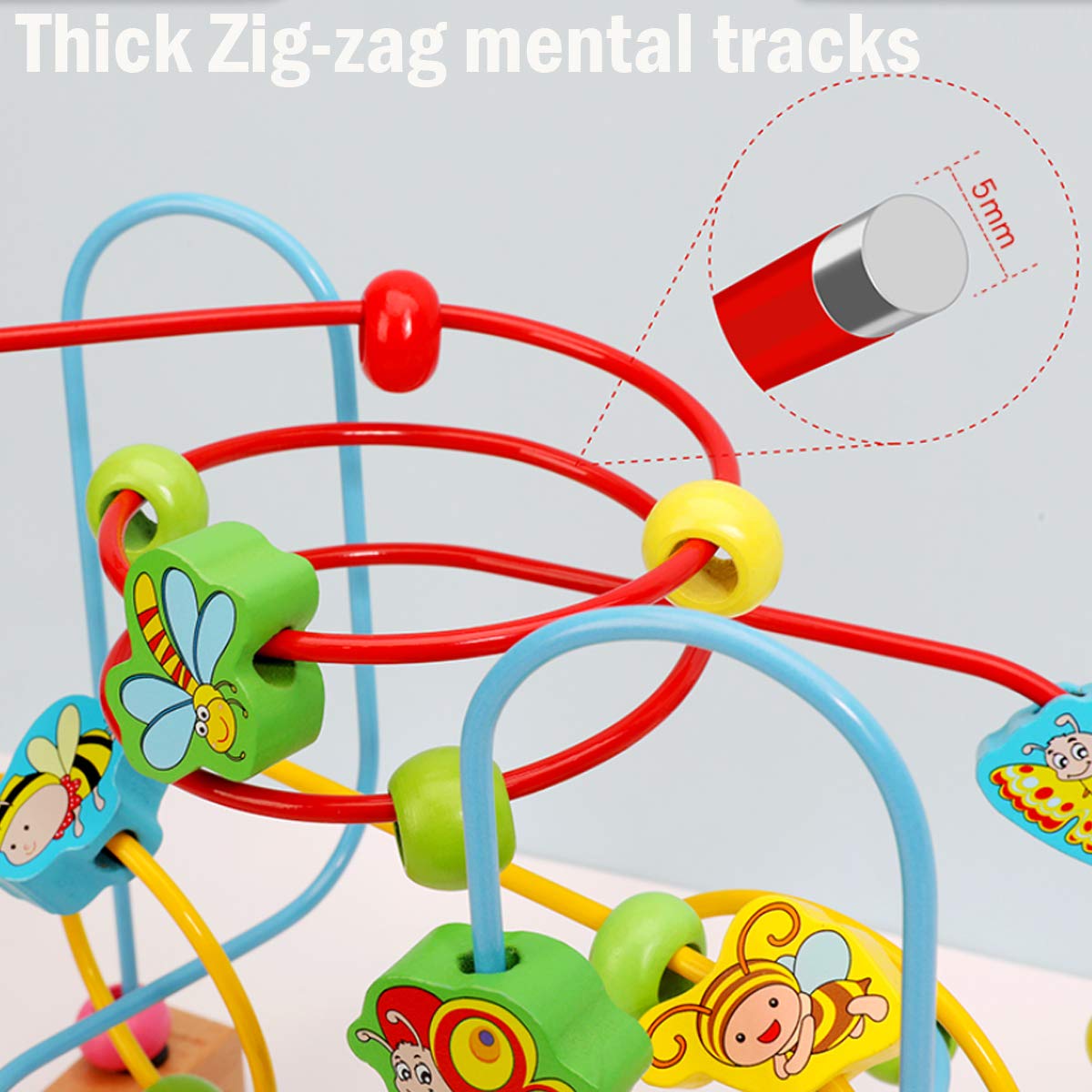 Joqutoys Bead Maze Toy for 1 2 3 Year Old Kids, Wooden Colorful Roller Coaster Circle Toys, Early Educational Toys for Toddlers, First Birthday Gifts for Boys Girls