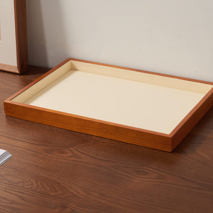 Oirlv Wood Flat Jewelry Tray Stackable Jewelry Drawer Organizer Showcase Jewelry Holder (Creamy-white flat tray)