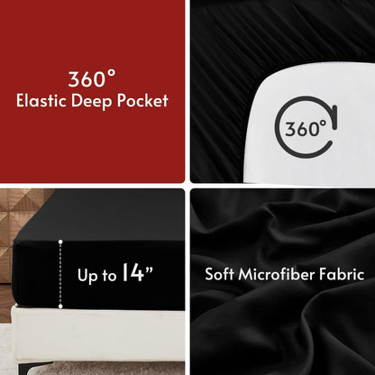 MUXHOMO 7 Pieces Queen Comforter Set, Reversible Bed in a Bag Queen Size, All Season Bedding Set with Comforter, Flat Sheet, Fitted Sheet, Pillowcases & Shams, Red & Black