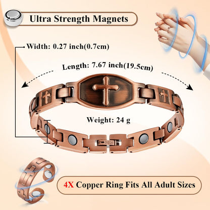 Vicmag Copper Magnetic Bracelet for Women 99.9% Solid Pure Copper Strong Magnets Jewelry Gift Adjustable Length