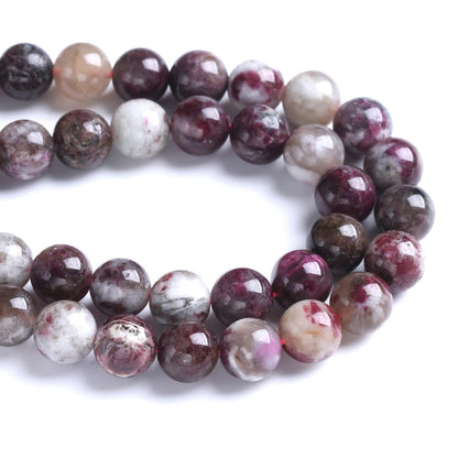 8MM 44PCS Natural Stone Colorful Tourmaline Gemstone Loose Beads for Jewelry Making DIY Bracelet Necklace 1 Strand