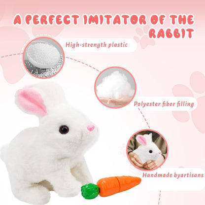 SUQ My Realistic Bunny Toy Interactive Realistic Stuffed Bunny with Moving Ears & Nose, Lifelike Rabbit Plush Toy for Kids Girls Boys Easter Birthday Gift