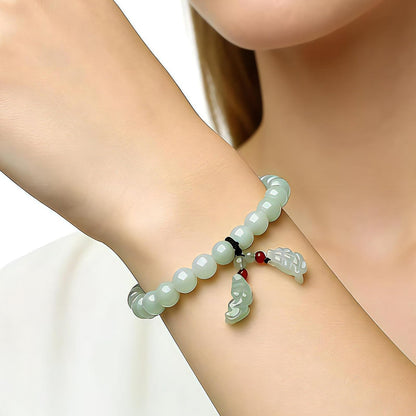 HL1971 Natural Jade Beaded Elastic Bracelet Gradient Green Jade Bead Ladies Bracelet, Suitable for Christmas, Thanksgiving