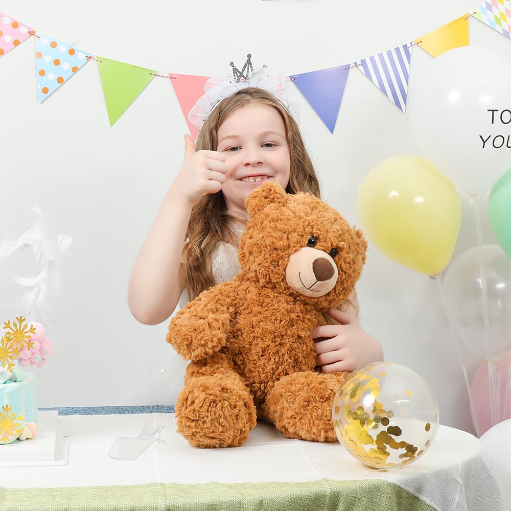 Tezituor Small Teddy Bear Stuffed Animals 18inch, Cute Teddy Bear Plush Toys for Kids Girl Boy, Christmas Bear Plushie Gift for Girlfriend Boyfriend Women Wife, Brown