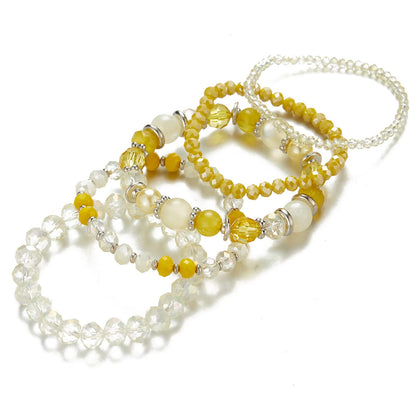 Noessla Beaded Boho Stretch Bracelet Colorful Stackable Crystal Beads Bracelets Trendy Costume Jewelry Mothers Day Gifts for Women(21-Yellow)