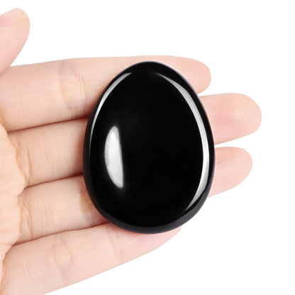 Artistone 1.5" Black Obsidian Crystal Thumb Worry Stone for Anxiety Chakra Crystals Palm Pocket Stone Healing Crystal for Stress, Meditation Reiki, Calming Stone Gifts