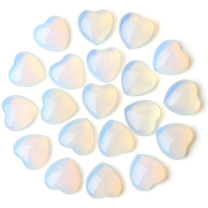 NUKAYAI 20PCS Opal Opalite Healing Crystals Heart Shaped Stones Polished Crystal Gemstones Pocket Thumb Worry Stone Balancing Meditation Reiki Wholesale Set Cute Mothers Day Bulk Gifts for Women