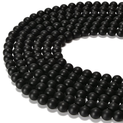jodaying 10mm Black Onyx Matte Round Natural Gematone Loose Beads for Jewelry Making DIY 1 Strand 15"