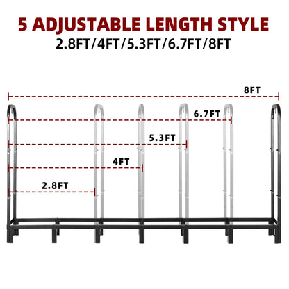 DNKMOR 8FT Firewood Rack Holder,Heavy Duty Firewood Storage Log Rack for Outdoor&Indoor,Fireplace Wood Rack for Wood Storage