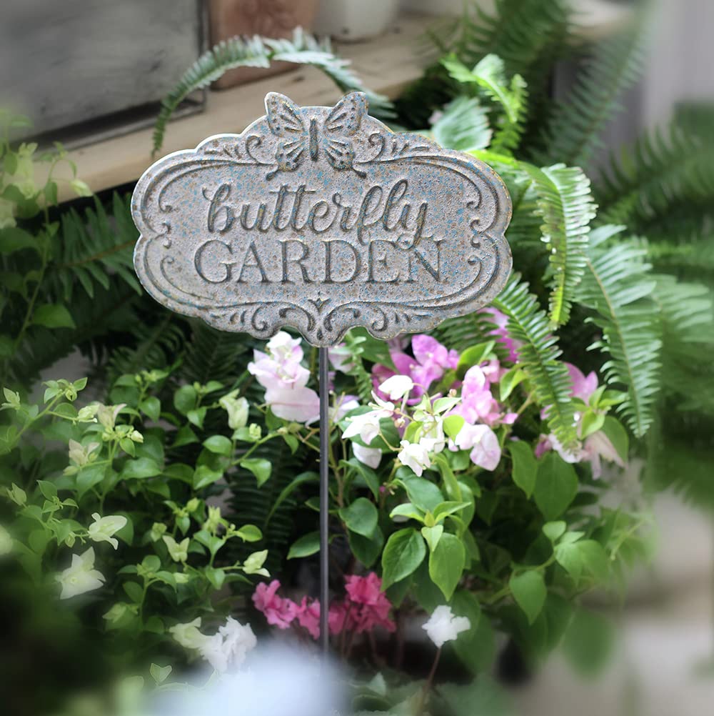 Chic Garden Decorative Butterfly Wall Signs Metal Yard Signs(Incl Stake and Chain)