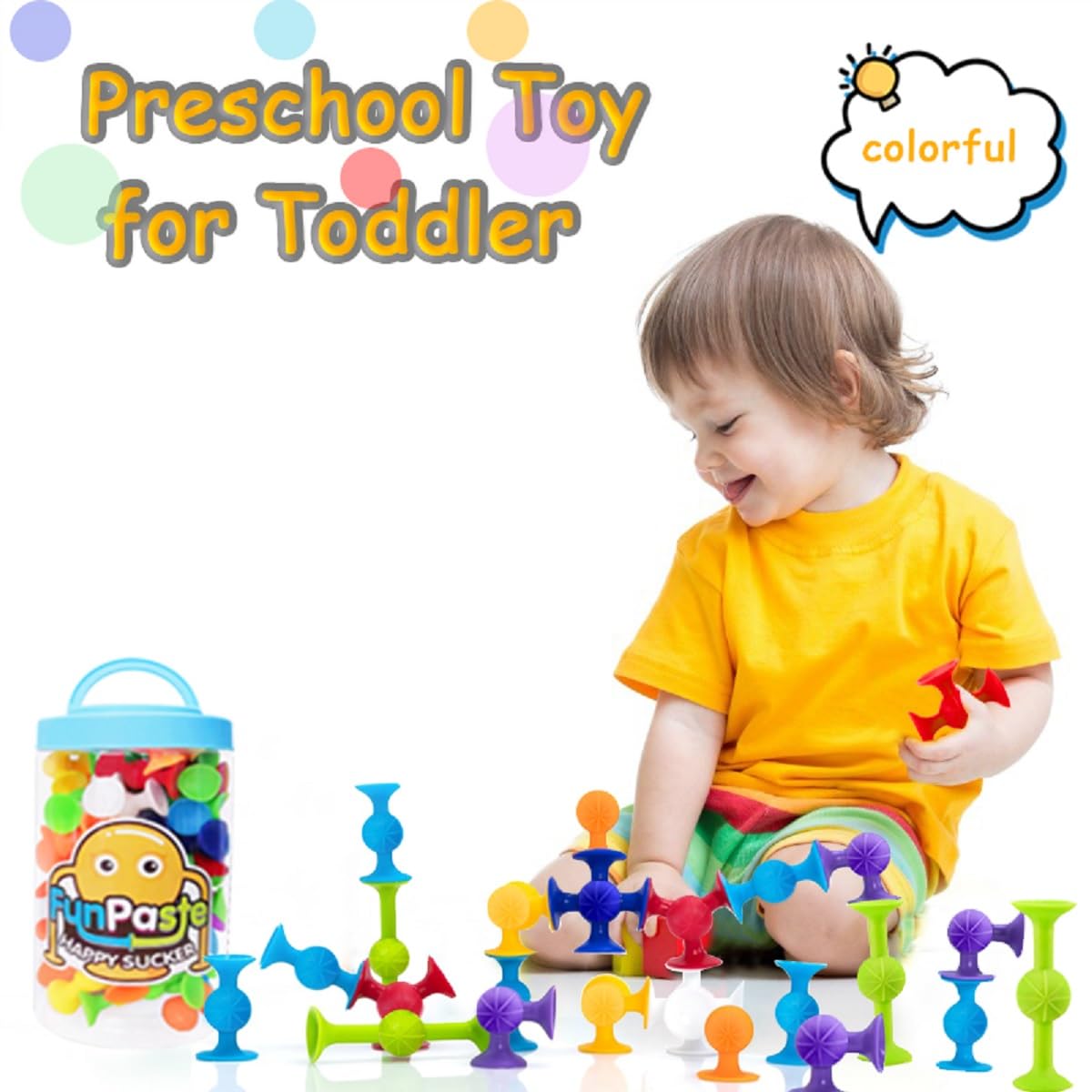 CreateView Suction Bath Toys for Baby, 24 Piece Starter Set Suction Cup Toys Stocking Stuffers Preschool Sensory Fidget Toys for Toddlers 1-3 4-8 | No Hole Bath Toy | BPA Free OT(Large)