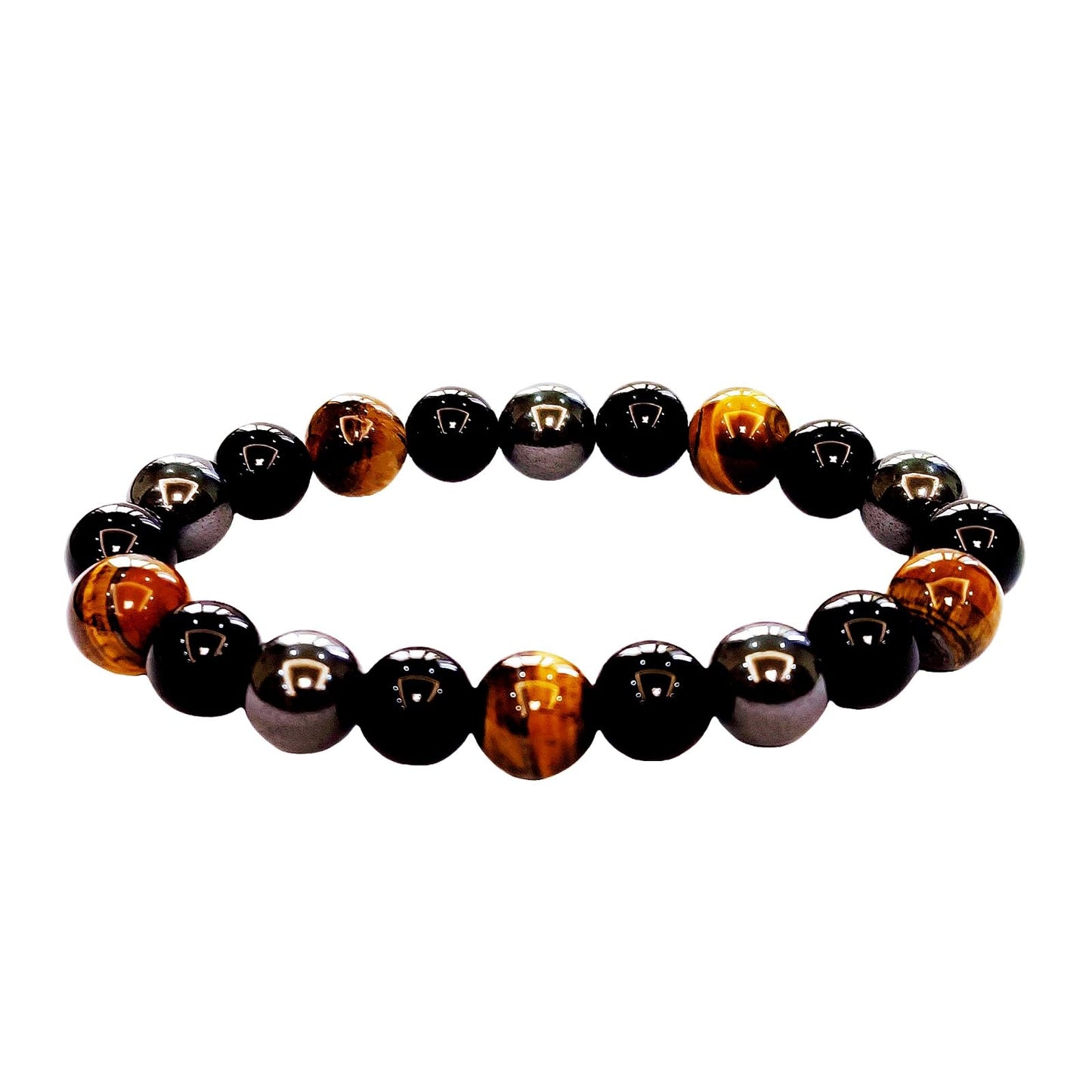 WEFRIN Evil Eye with Hematite Black Obsidian Tiger Eye Stone Triple Protection Bracelets for Men Women, Crystal Healing Stone Bracelet Bring Luck Prosperity and Happiness Jewelry (E-TPB)