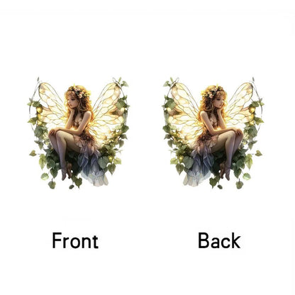 1PC Fairy with Vines Acrylic Suncatcher Hanging, 7.08 inch Window Decor with Printed Stained Glass Style Design, Rainbow Maker Wall Art, Gift Idea & Garden Ornament Indoor Outdoor Use/YX-12