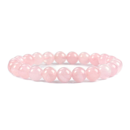 Cherry Tree Collection - Small, Medium, Large Sizes - Gemstone Beaded Bracelets For Women and Men - 8mm Round Beads (Madagascar Rose Quartz - Medium)