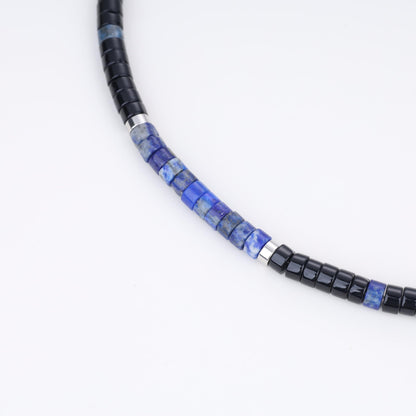 COAI Onyx Lapis Lazuli Bracelet for Men, Heishi Beads Natural Gemstone Bracelet for Men