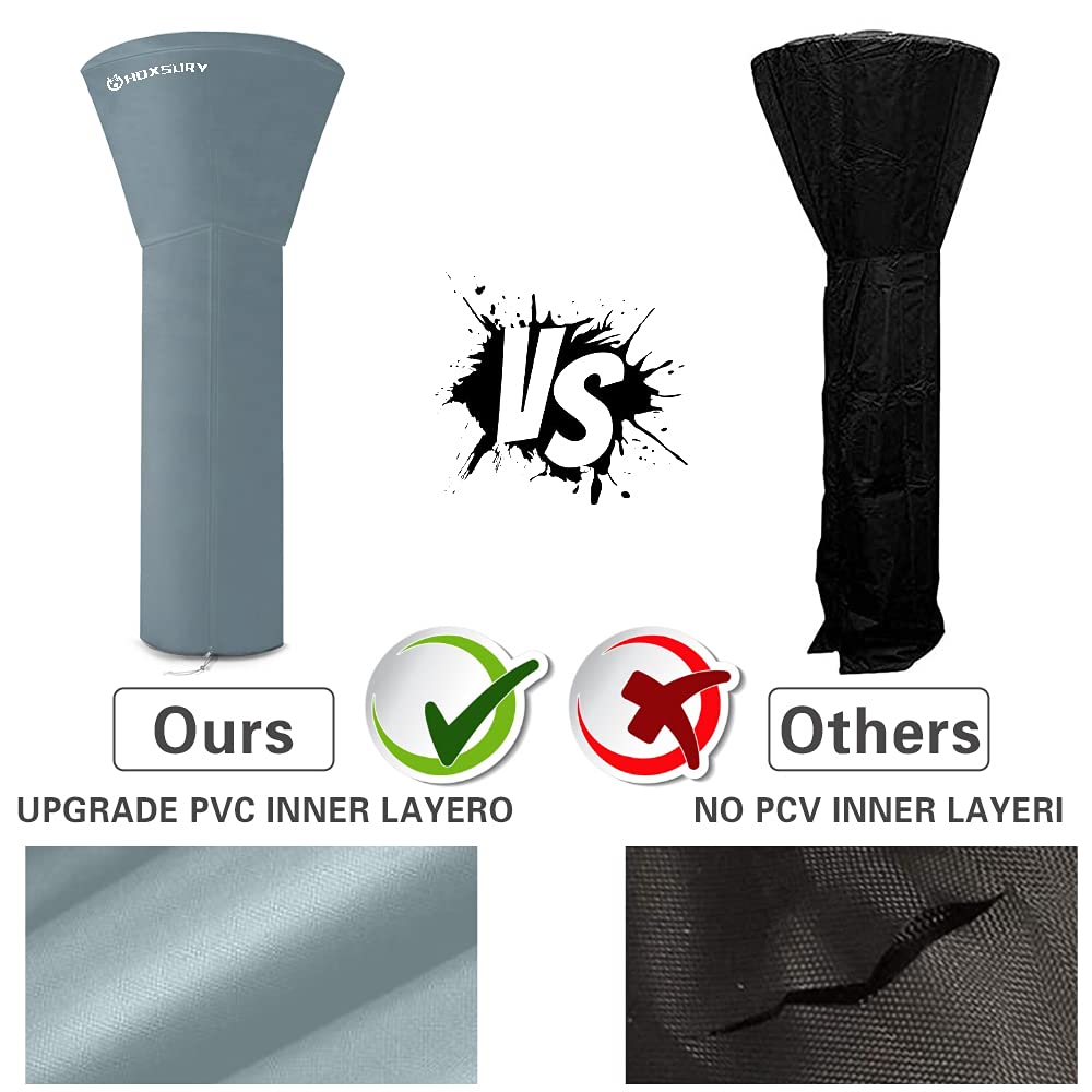 HOXSURY Patio Heater Cover Outdoor Waterproof 87 IN 420D Heavy Duty Standup Round Oxford Covers for Outdoor Heaters Weatherproof Propane Heater Covers for Outdoor Garden Treasure Grey