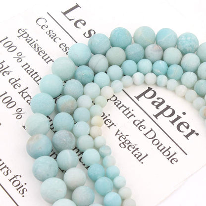 Song Xi Frosted Amazon Stone Beads 6mm Natural Stone Beads for Jewelry Making Gemstone Beads