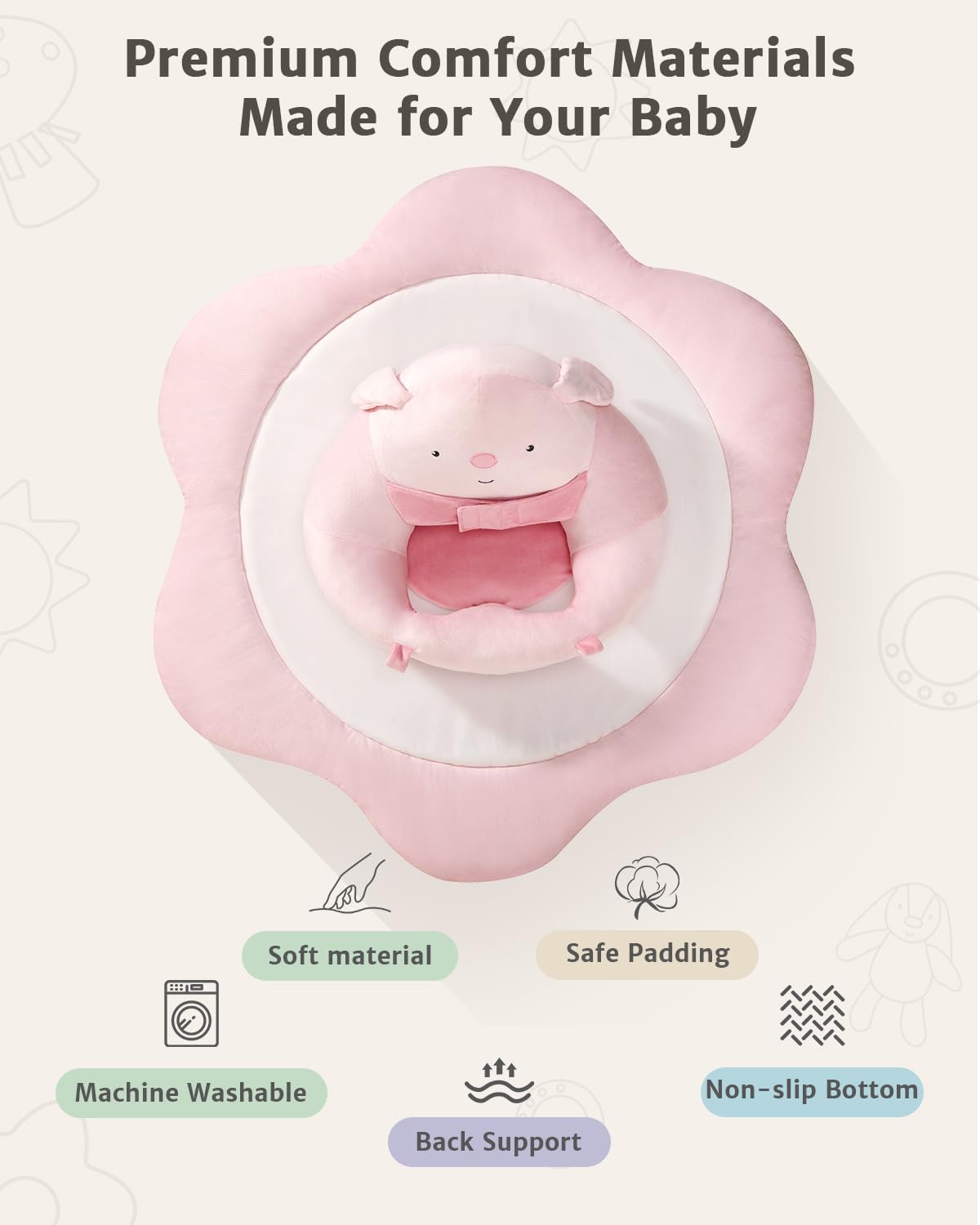 3-in-1 Baby Play Mat, Baby Seats for Infants for Sitting Up, Tummy Time Mat with 5 Detachable Toys, Activity Gym & Playmats for Babies 0-6 6-12 Months, Newborn Babies Shower Gifts