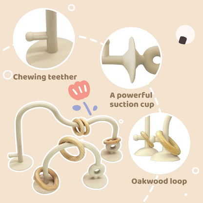 Baby High Chair Toys Teething Chew - Baby Table Toys, High Chair Suction Toy Teething Toys Silicone Teethers, Food Grade Silicon for 6 12 18 Months White