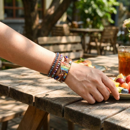 YGLINE Imperial Jasper Chakra Bracelet Wrap Leather Healing Natural Stones Jewelry