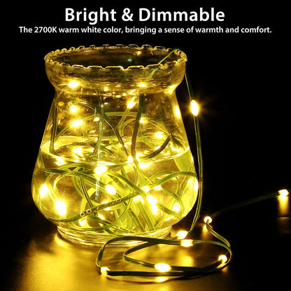 KepStars 33ft Battery Operated String Lights, 100 LED Fairy String Lights Battery Powered w/Remote & Timer for Indoor Outdoor Christmas Trees Wreath Decoration Bedroom Patio - Warm White