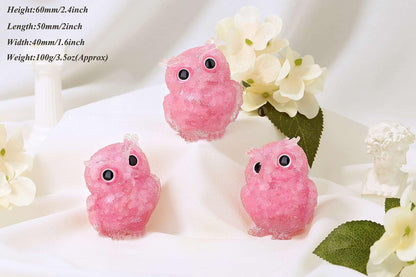LAIDANLA Rose Quartz 2.4" Owl Statue Natural Healing Crystal Cute Owl Animal Pink Figurine Pocket Sculpture Reiki Spiritual Energy Gemstone Home Office Room Desk Decor Gifts for Women Men