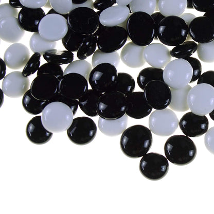 Kissvian Flat Glass Marbles/Gems/Stones/Beads for Home Décor Vase Filler Table Scatter Art Craft Aquarium – 2LB (17-20mm, Approx. 3/4") Black & White