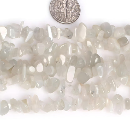 HAAMIIQII 5-8mm Natural White Moonstone Chips Beads Genuine Real Irregular Freeform Chip Loose Gemstone Beads Semi Precious Stone for Jewelry Making Strand 30 Inch