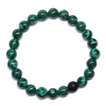 MengPa Mens Beaded Bracelets Couples Matching Bracelet Set Matte Beads for Women Stone Jewelry (Malachite) US3691