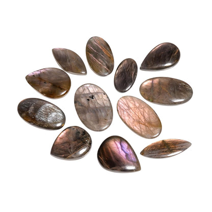 Gemkora AAA+ 5pcs, (20-30mm) Big Purple Labradorite Mix Gemstones Cabochons, Jewelry Making Loose Stones, Polished Gems, DIY, Wire Wrapping, Healing Crystals, Bulk Gemstone Deal