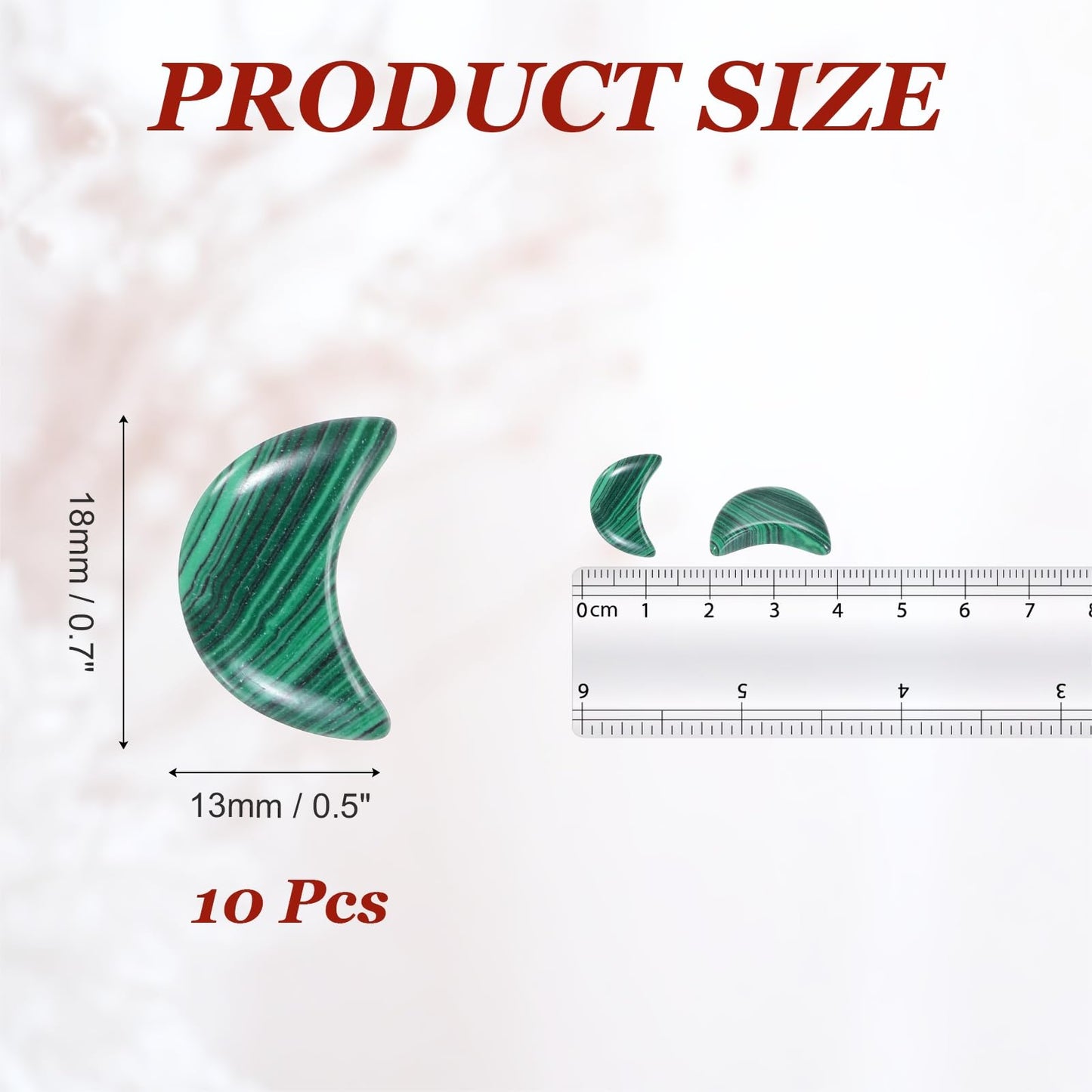MECCANIXITY 10 Pcs Moon Crystal Worry Stone, 0.5 Inch Length Natural Malachite Crystal Moon Gemstone Bulk, Carved Pocket Stones for Meditation Balancing Pendant Decor