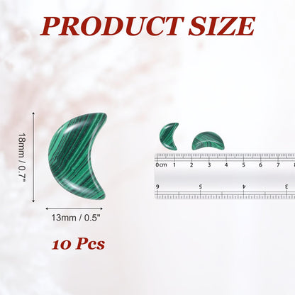 MECCANIXITY 10 Pcs Moon Crystal Worry Stone, 0.5 Inch Length Natural Malachite Crystal Moon Gemstone Bulk, Carved Pocket Stones for Meditation Balancing Pendant Decor